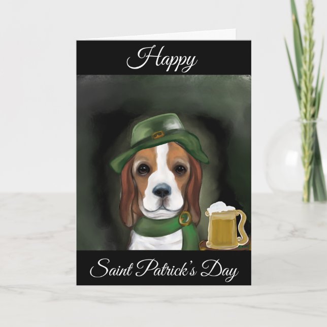St. Patty Beagle Dog Karte (Vorderseite)