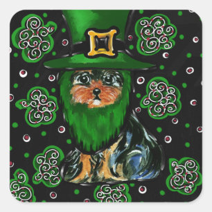 St. Patty Yorkie Poo Quadratischer Aufkleber