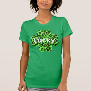 St. Patty's Day Green cheetah Leopard Kleeblatt T-Shirt