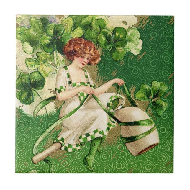 St. Patty's Day Mädchenfliese Fliese (Vorderseite)