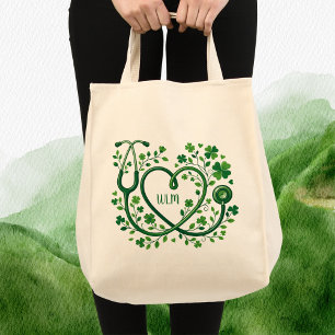 St Pattys Herz Klee Stethoskop Schwestern Initiale Tragetasche