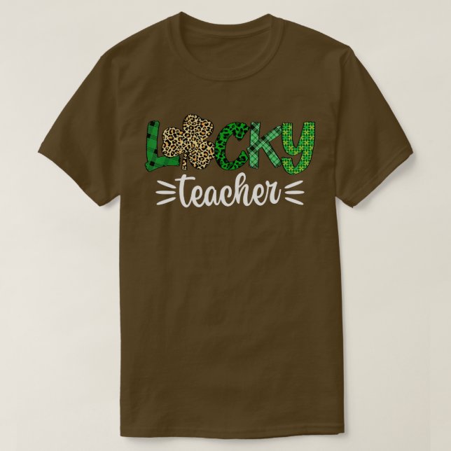 St Pattys Leopard Kleeblatt Lucky Teacher St Patri T-Shirt (Design vorne)
