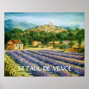 St Paul de Vence und Lavender Poster