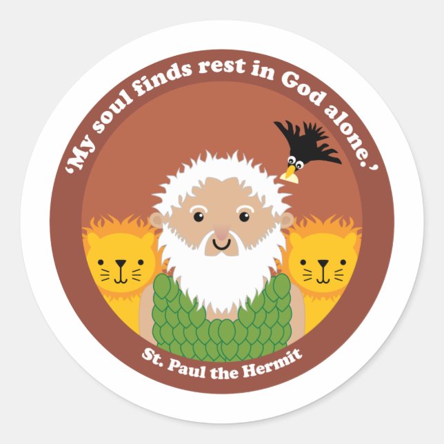 St. Paul, der Einsiedler Runder Aufkleber (Vorderseite)