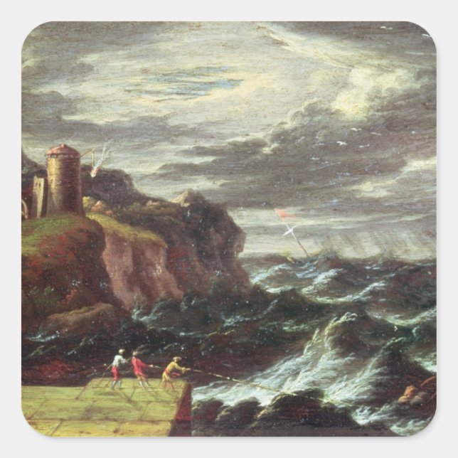 St. Paul kommt nach Malta Quadratischer Aufkleber (Vorderseite)