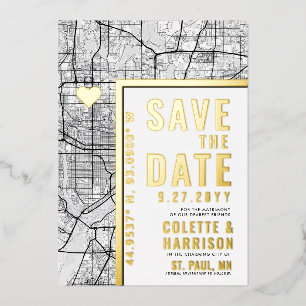 St. Paul Love Locator   Hochzeit Save the Date Folieneinladung