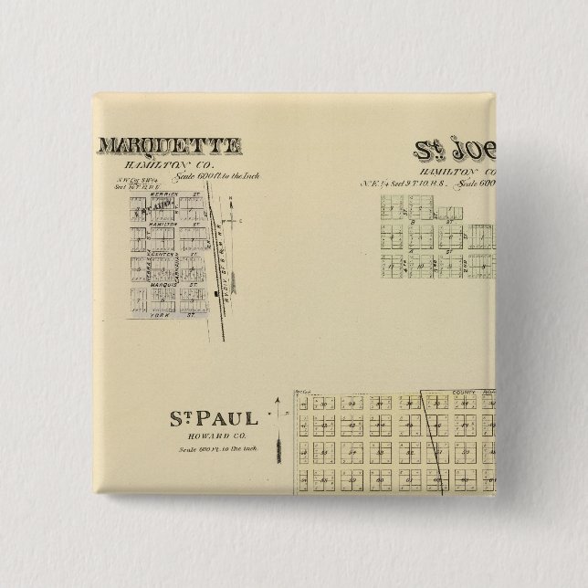 St. Paul, Marquette und St. Joe, Nebraska Button (Vorderseite)