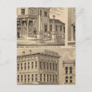 St. Paul, Minneapolis, Minnesota Lithograph Map Postkarte