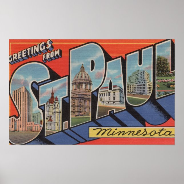 St. Paul, Minnesota - Große Buchstabenszenen Poster (Vorne)
