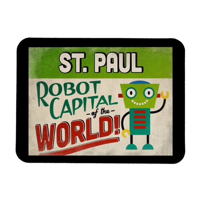 St. Paul Minnesota Robot - Funny Vintag Magnet (Horizontal)
