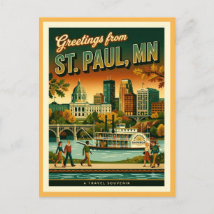 St Paul MN Grüße Retro 1970er Cool  Postkarte