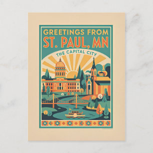 ST PAUL MN Hauptstadt Retro-Reise Postkarte