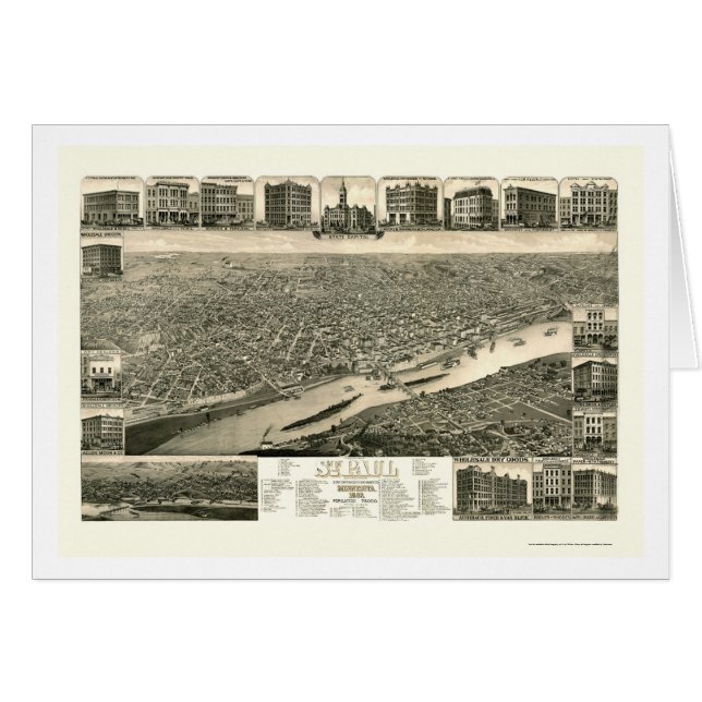 St Paul, panoramische Karte Mangans - 1883 (Vorderseite (Horizontal))