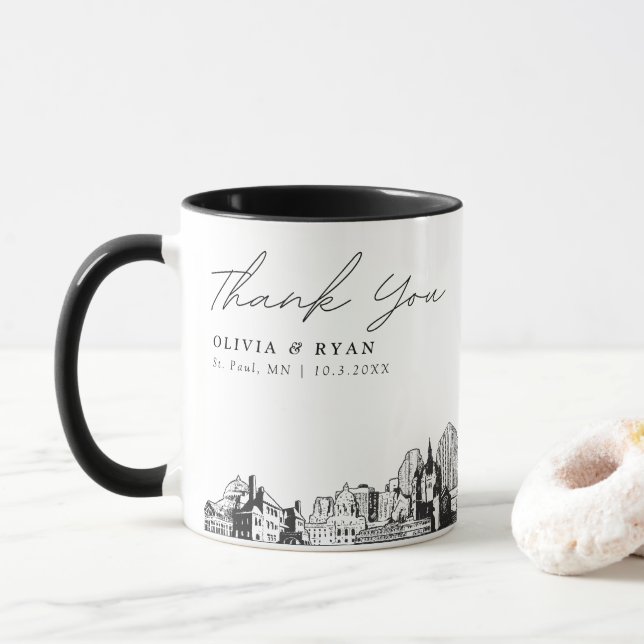 St. Paul Sketch Simple Custom Wedding Coffee Tasse (Mit Donut)
