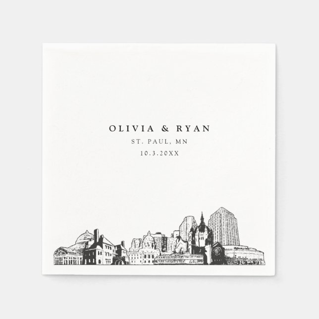 St. Paul Wedding Minimalistisch Paper Serviette (Vorderseite)