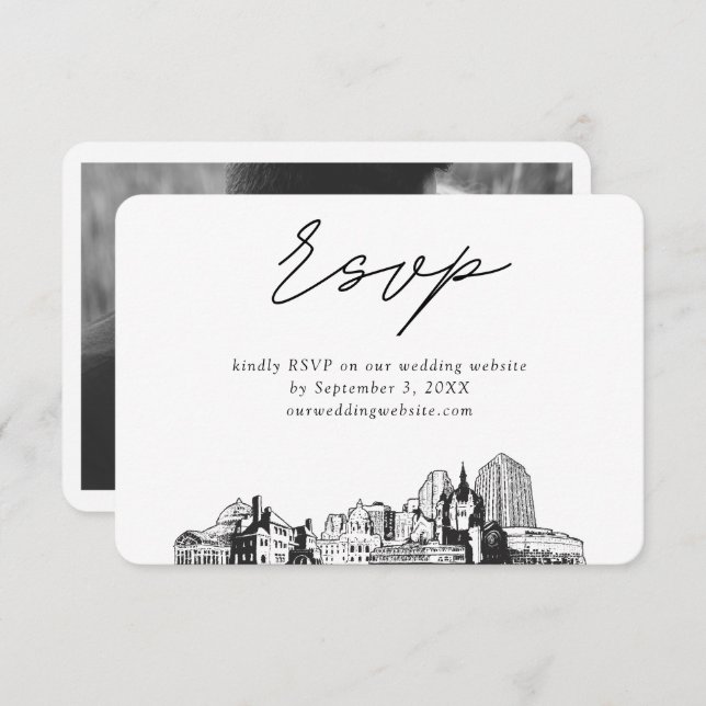 St. Paul Wedding Minimalistisch Sketch UAWG Begleitkarte (Vorne/Hinten)
