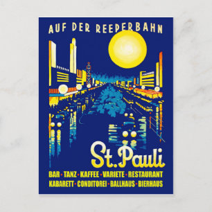 St. Pauli in der Nacht, Hamburg City, Deutschland Postkarte