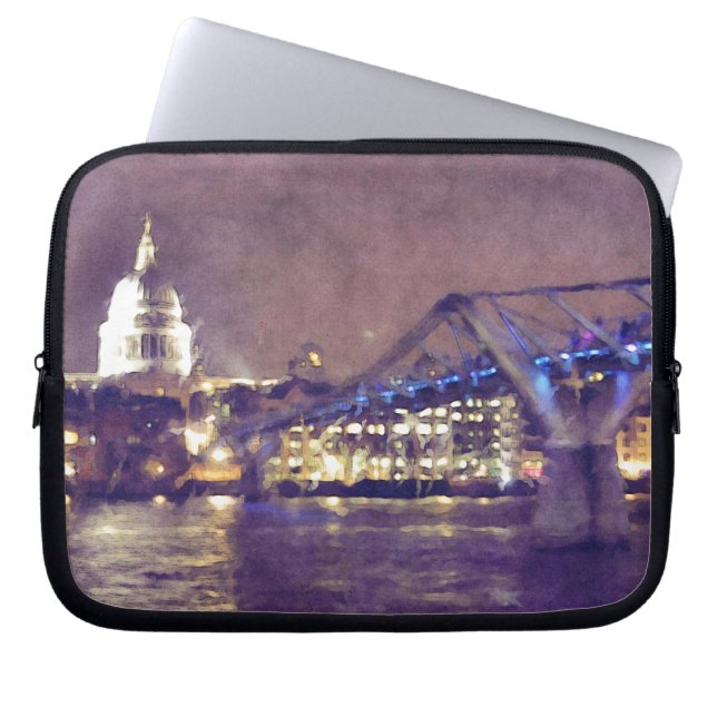 St Paul's Cathedral by Night Fine Art Malerei Laptopschutzhülle (Vorderseite)