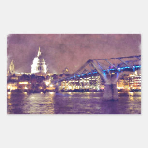 St Paul's Cathedral by Night Fine Art Malerei Rechteckiger Aufkleber