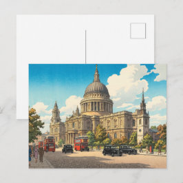 St Pauls Cathedral Japanese Woodblock Print Postkarte