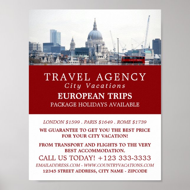 St Paul's Cathedral, London City, Reiseagentur Poster (Vorne)