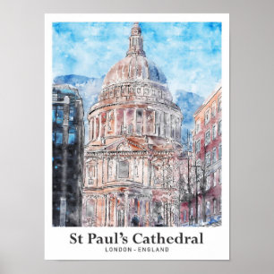 St Paul's Cathedral London Travel Watercolor Poster