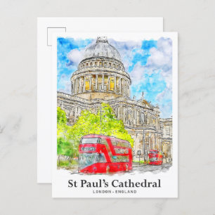 St Paul's Cathedral London Travel Watercolor Postkarte