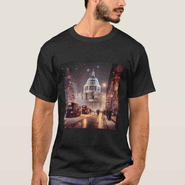 St Paul's Cathedral London Viktorianisch Weihnacht T-Shirt (Vorderseite)