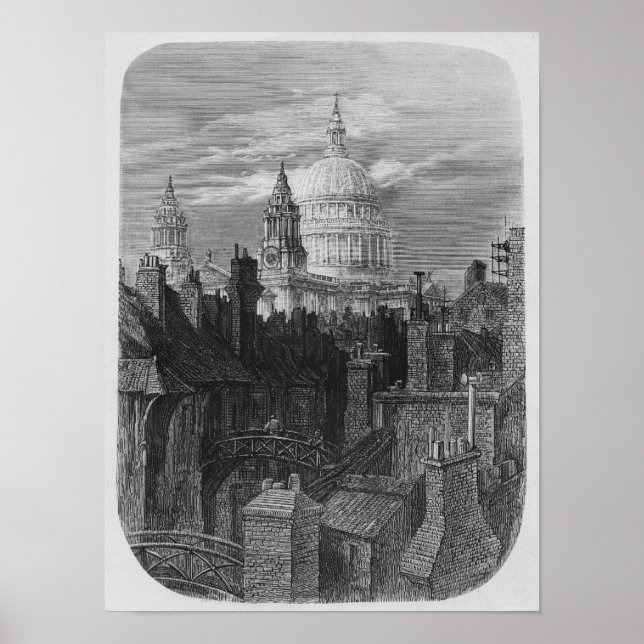 St. Paul's Cathedral und die Slums Poster (Vorne)