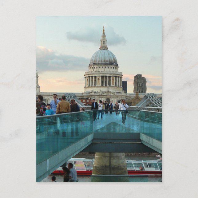 St. Paul's Cathedral und Millennium Bridge, London Postkarte (Vorderseite)