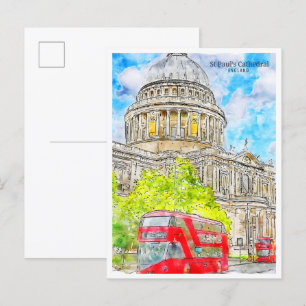 St Paul's Cathedral Vintage-Reise-Aquarell Postkarte