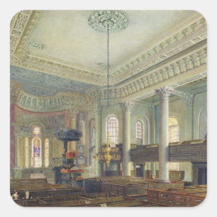 St. Paul's, Deptford (w/c auf Papier) Quadratischer Aufkleber