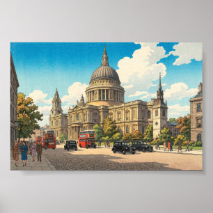 St Pauls Kathedrale Japanischer Holzschnitt Poster
