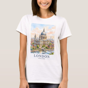St Paul's Kathedrale London Aquarell Reise Kunst T-Shirt