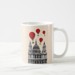 St. Pauls Kathedrale und Red Hot Air Balloons Kaffeetasse