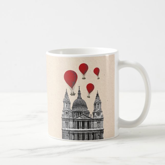St. Pauls Kathedrale und Red Hot Air Balloons Kaffeetasse (Rechts)
