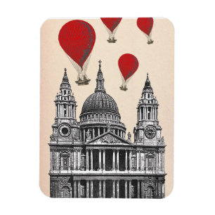 St. Pauls Kathedrale und Red Hot Air Balloons Magnet