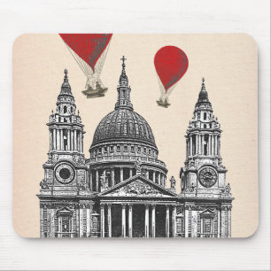 St. Pauls Kathedrale und Red Hot Air Balloons Mousepad