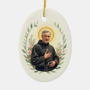 St. Peregrine Wasserfarben-Porträt des Heiligen Keramik Ornament