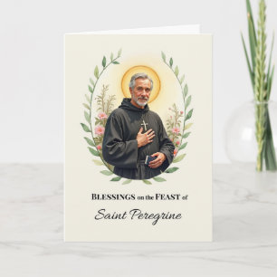 St. Peregrinus Festtags-Segen Wasserfarben-Kranz Karte