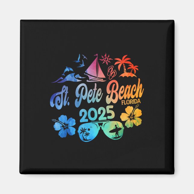 St. Pete Beach Florida 2025 Gefärbte Krawatte Magnet (Vorne)