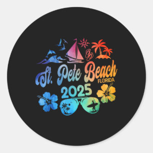 St. Pete Beach Florida 2025 Gefärbte Krawatte Runder Aufkleber