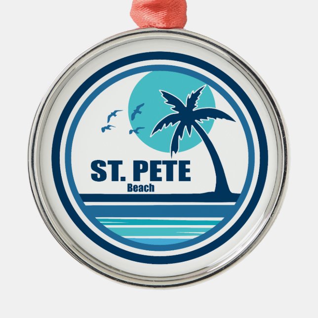 St. Pete Beach Florida Palm Tree Birds Ornament Aus Metall (Vorne)