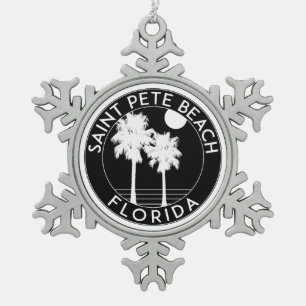 St. Pete Beach Florida Petersburg Schneeflocken Zinn-Ornament
