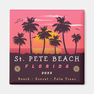 St Pete Beach Florida Retro Sunset Palm Trees 80er Magnet