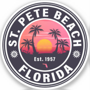 St Pete Beach Florida Retro Sunset Souvenirs 60er Aufkleber