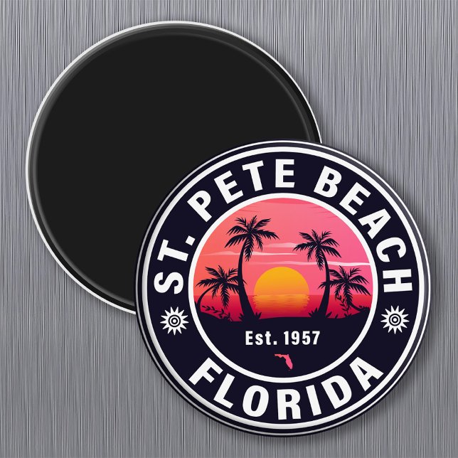 St Pete Beach Florida Retro Sunset Souvenirs 60er Magnet (Von Creator hochgeladen)