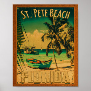 St. Pete Beach Florida Souvenir Vintage Palmen Poster