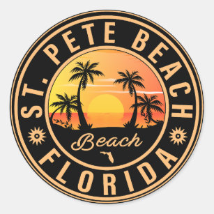 St. Pete Beach Florida Souvenir Vintage Palmen Runder Aufkleber
