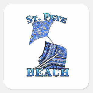 St Pete Beach Florida Vacation Tribal Stingray Quadratischer Aufkleber